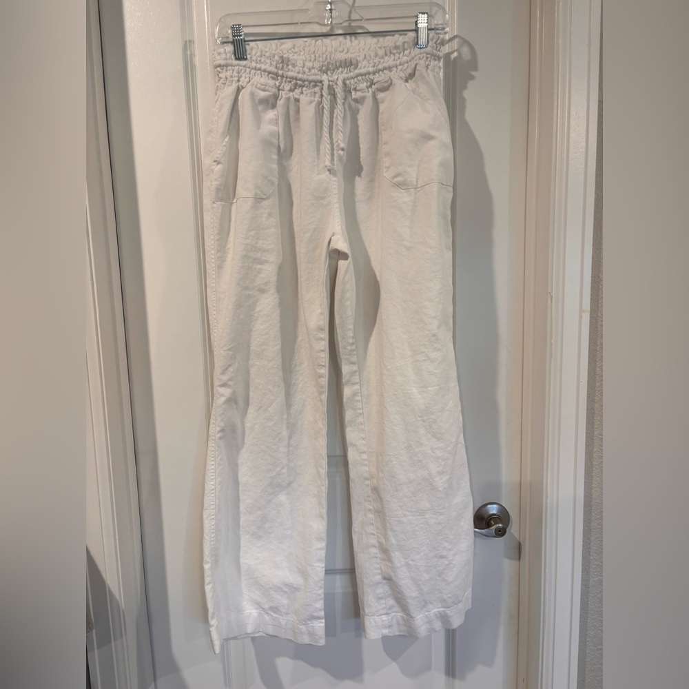 Ci Sono White Straight Leg Linen Pants Women’s Large